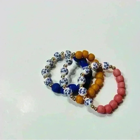 Handmade African Sea Glass Bracelet w/ 14k Gold-Filled & Glass Beads - Picture 2 of 2